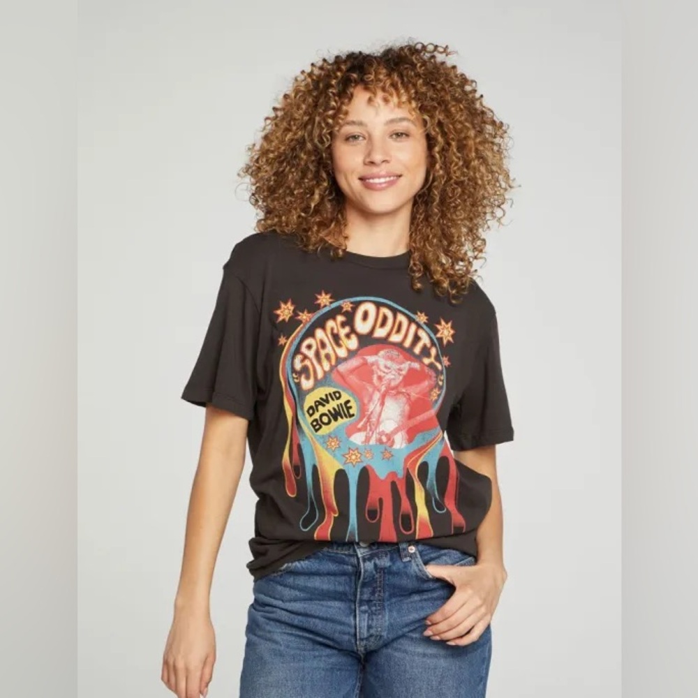 CHASER DAVID BOWIE VINTAGE Black Graphic Logo Tee with White Print